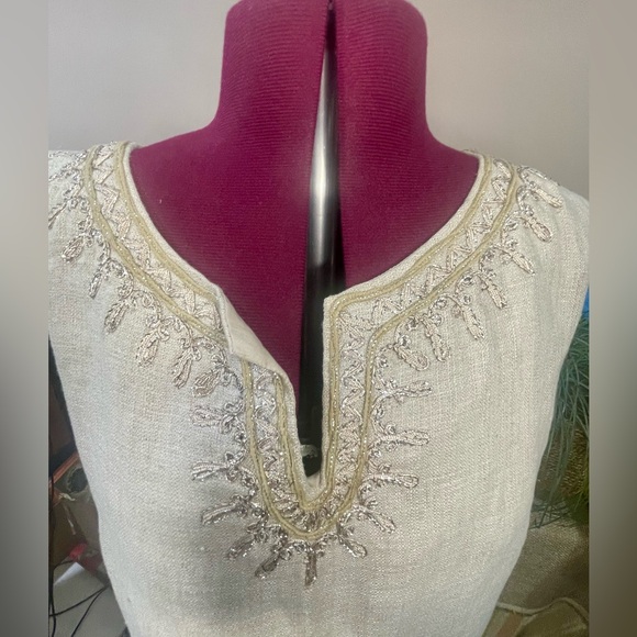 LOFT Elegant Cream Sleeveless Linen Dress - fully lined size 12 - Picture 3 of 5